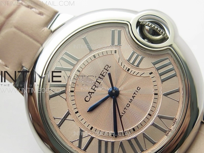 Ballon Bleu 33mm SS 3KF 1:1 Best Edition Pink Textured Dial on Pink Leather Strap A076