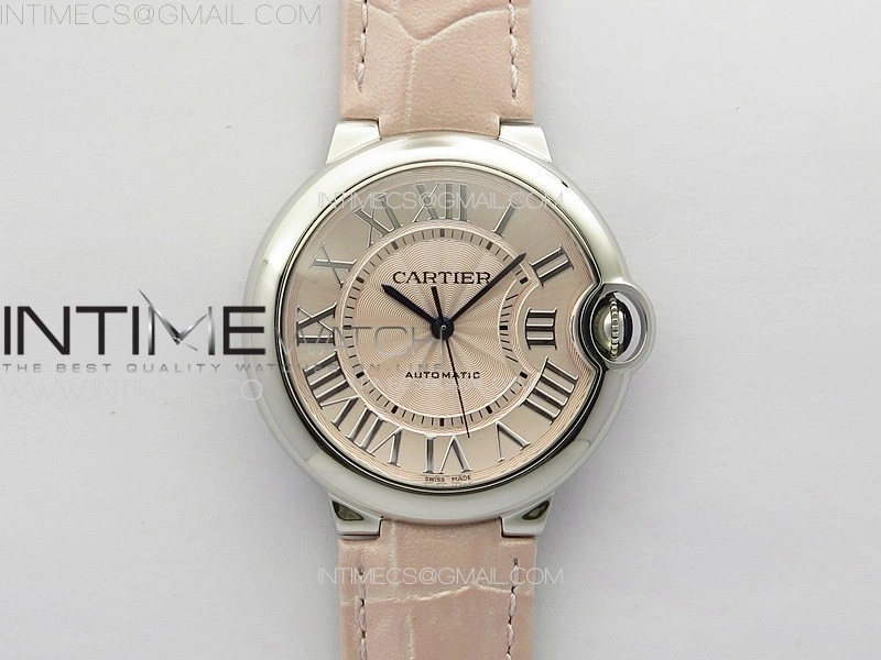 Ballon Bleu 36mm SS 3KF 1:1 Best Edition Pink Textured Dial on Pink Leather Strap A076