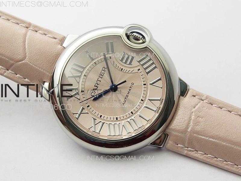 Ballon Bleu 36mm SS 3KF 1:1 Best Edition Pink Textured Dial on Pink Leather Strap A076