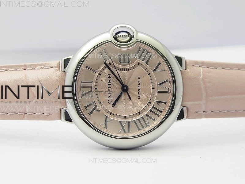 Ballon Bleu 36mm SS 3KF 1:1 Best Edition Pink Textured Dial on Pink Leather Strap A076