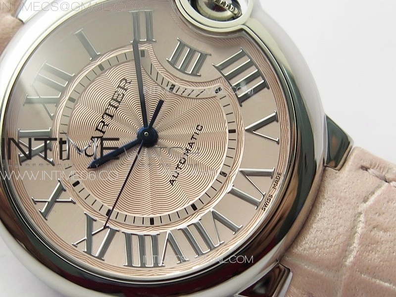 Ballon Bleu 36mm SS 3KF 1:1 Best Edition Pink Textured Dial on Pink Leather Strap A076