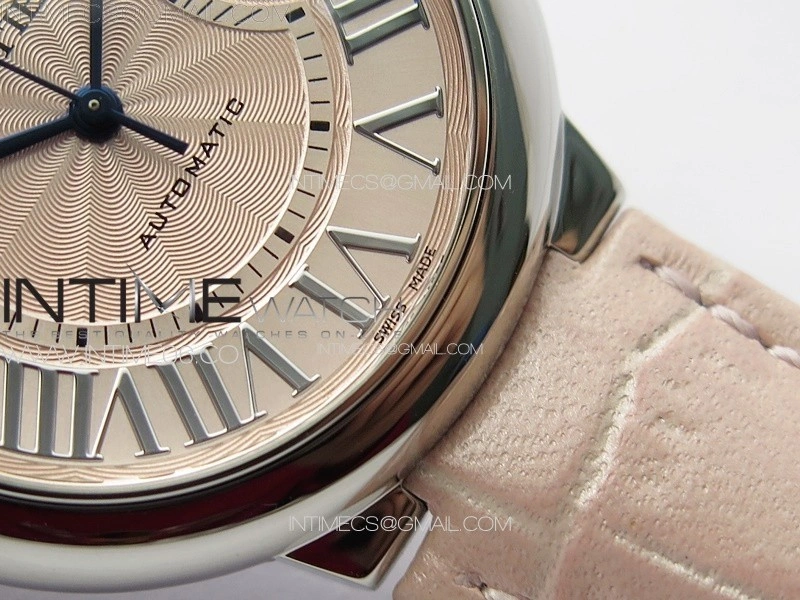 Ballon Bleu 36mm SS 3KF 1:1 Best Edition Pink Textured Dial on Pink Leather Strap A076