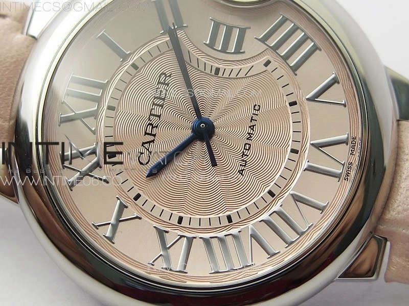 Ballon Bleu 36mm SS 3KF 1:1 Best Edition Pink Textured Dial on Pink Leather Strap A076