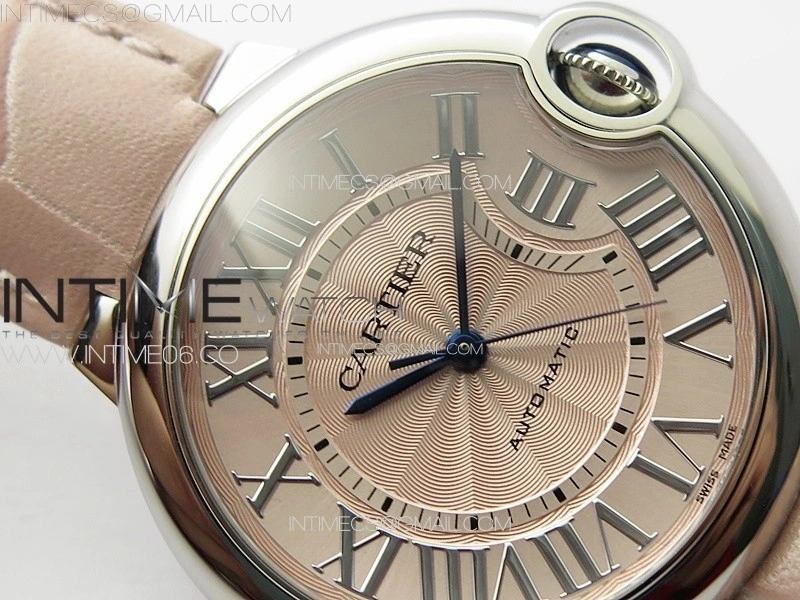 Ballon Bleu 36mm SS 3KF 1:1 Best Edition Pink Textured Dial on Pink Leather Strap A076