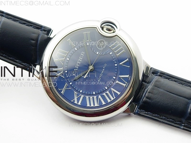 Ballon Bleu 42mm SS 3KF 1:1 Best Edition Blue Texture Dial on Blue Leather Strap A2824