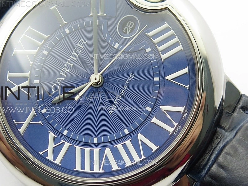 Ballon Bleu 42mm SS 3KF 1:1 Best Edition Blue Texture Dial on Blue Leather Strap A2824