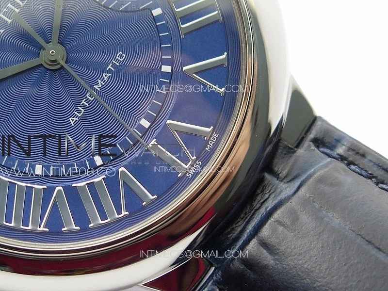 Ballon Bleu 42mm SS 3KF 1:1 Best Edition Blue Texture Dial on Blue Leather Strap A2824