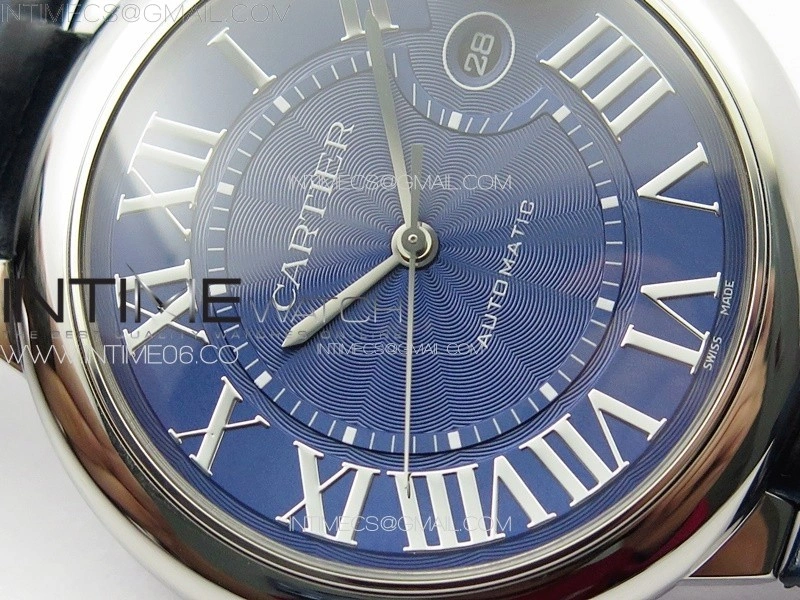 Ballon Bleu 42mm SS 3KF 1:1 Best Edition Blue Texture Dial on Blue Leather Strap A2824