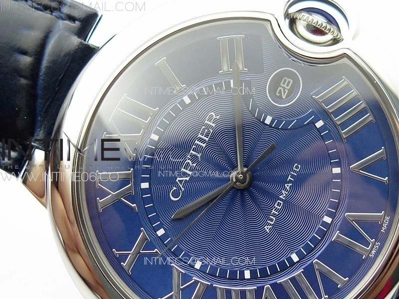 Ballon Bleu 42mm SS 3KF 1:1 Best Edition Blue Texture Dial on Blue Leather Strap A2824