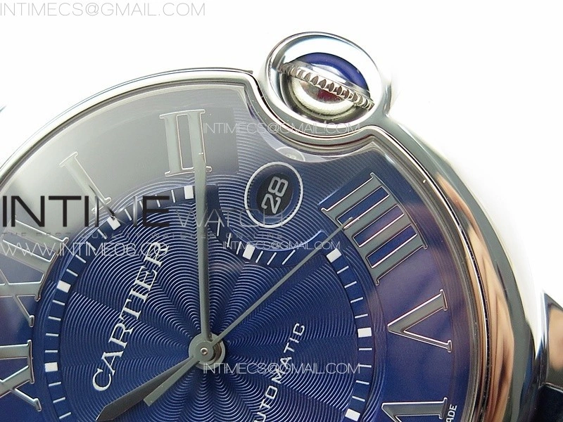 Ballon Bleu 42mm SS 3KF 1:1 Best Edition Blue Texture Dial on Blue Leather Strap A2824