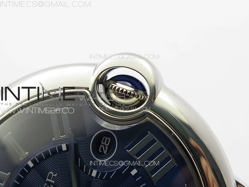 Ballon Bleu 42mm SS 3KF 1:1 Best Edition Blue Texture Dial on Blue Leather Strap A2824