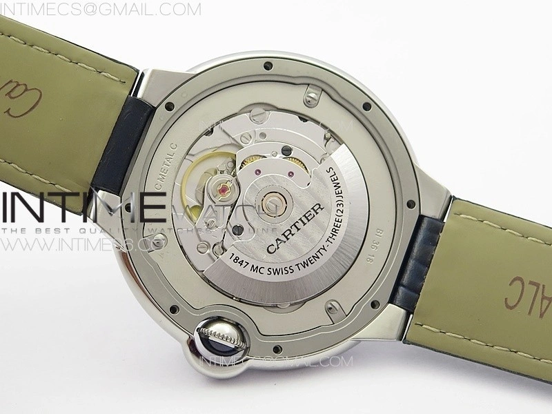 Ballon Bleu 42mm SS 3KF 1:1 Best Edition Blue Texture Dial on Blue Leather Strap A2824