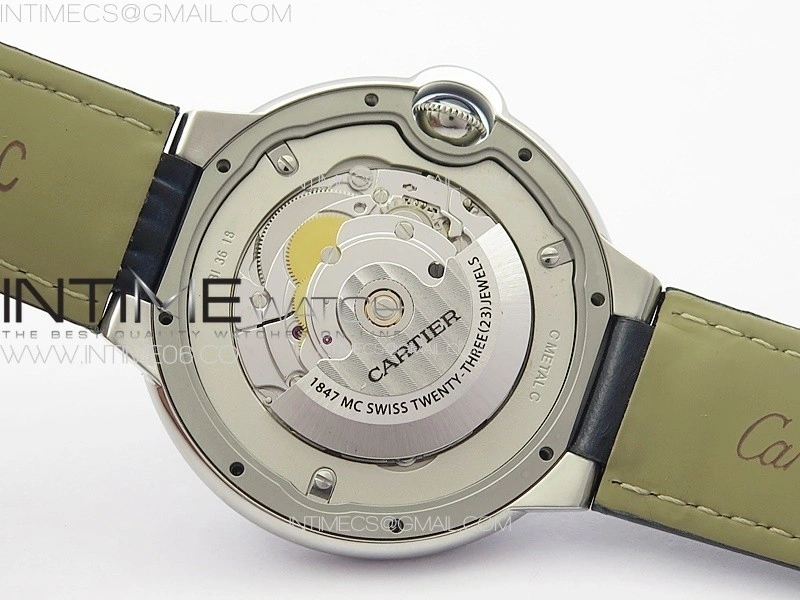 Ballon Bleu 42mm SS 3KF 1:1 Best Edition Blue Texture Dial on Blue Leather Strap A2824