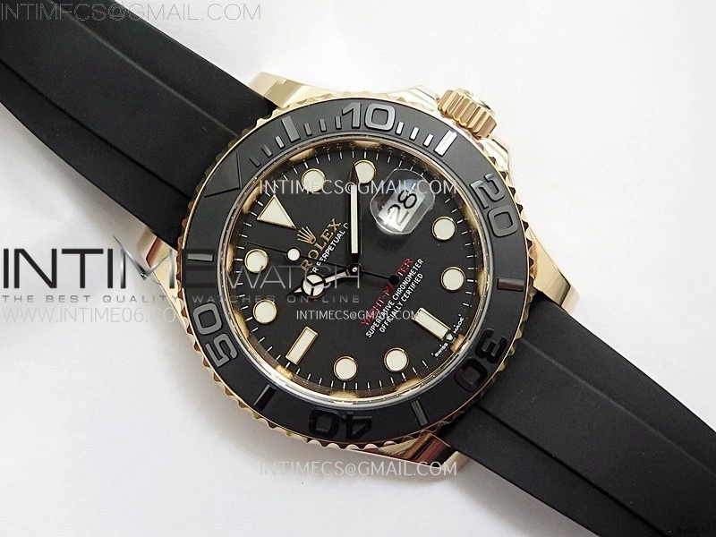 Yacht-Master 126655 Weight RG Tungsten Gold ARF 1:1 Best Edition Black Ceramic Bezel on Oysterflex Rubber Strap VS3235