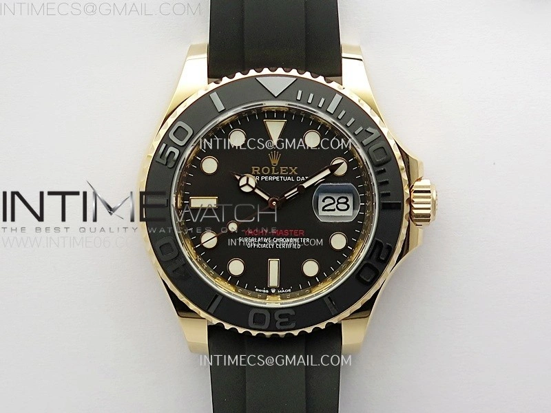 Yacht-Master 126655 Gain Weight RG Tungsten Gold ARF 1:1 Best Edition Black Ceramic Bezel on Oysterflex Rubber Strap VS3235