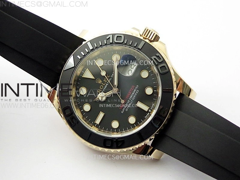 Yacht-Master 126655 Gain Weight RG Tungsten Gold ARF 1:1 Best Edition Black Ceramic Bezel on Oysterflex Rubber Strap VS3235