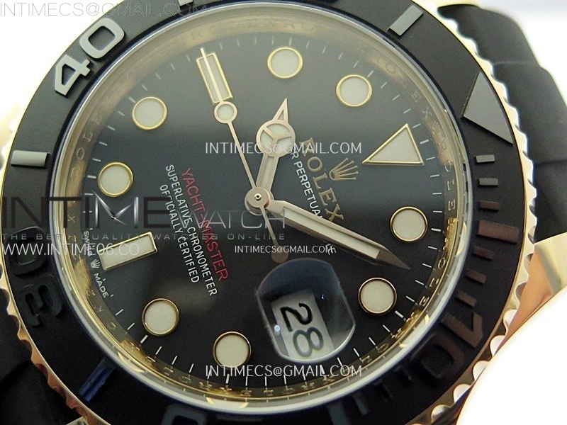 Yacht-Master 126655 Gain Weight RG Tungsten Gold ARF 1:1 Best Edition Black Ceramic Bezel on Oysterflex Rubber Strap VS3235