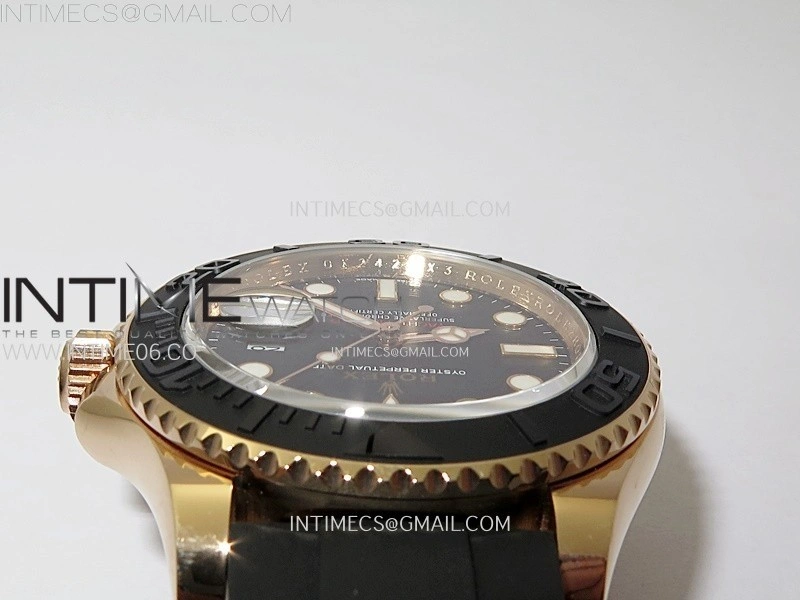 Yacht-Master 126655 Gain Weight RG Tungsten Gold ARF 1:1 Best Edition Black Ceramic Bezel on Oysterflex Rubber Strap VS3235