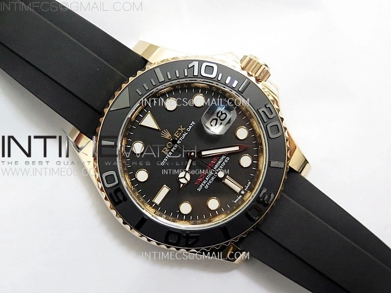 Yacht-Master 126655 Gain Weight RG Tungsten Gold ARF 1:1 Best Edition Black Ceramic Bezel on Oysterflex Rubber Strap VS3235