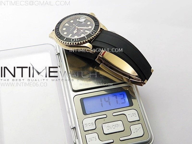 Yacht-Master 126655 Gain Weight RG Tungsten Gold ARF 1:1 Best Edition Black Ceramic Bezel on Oysterflex Rubber Strap VS3235