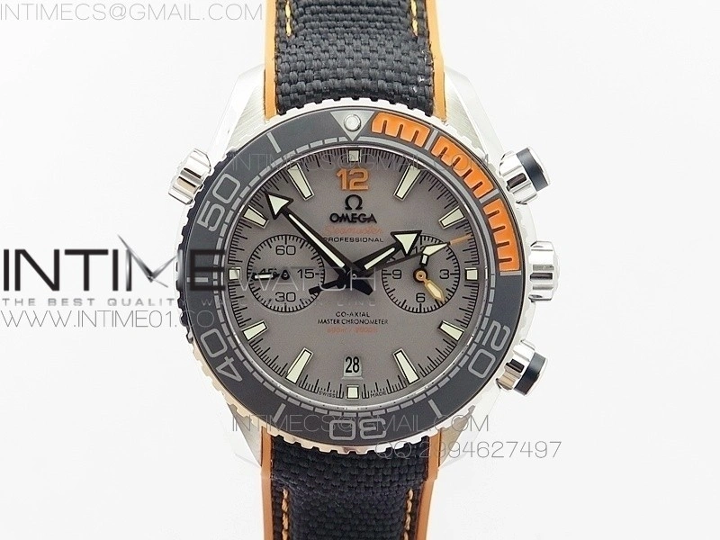 Planet Ocean Master Chronometer Chrono SS OM 1:1 Best Edition Gray Dial on Nylon Strap A9900