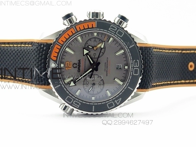 Planet Ocean Master Chronometer Chrono SS OM 1:1 Best Edition Gray Dial on Nylon Strap A9900