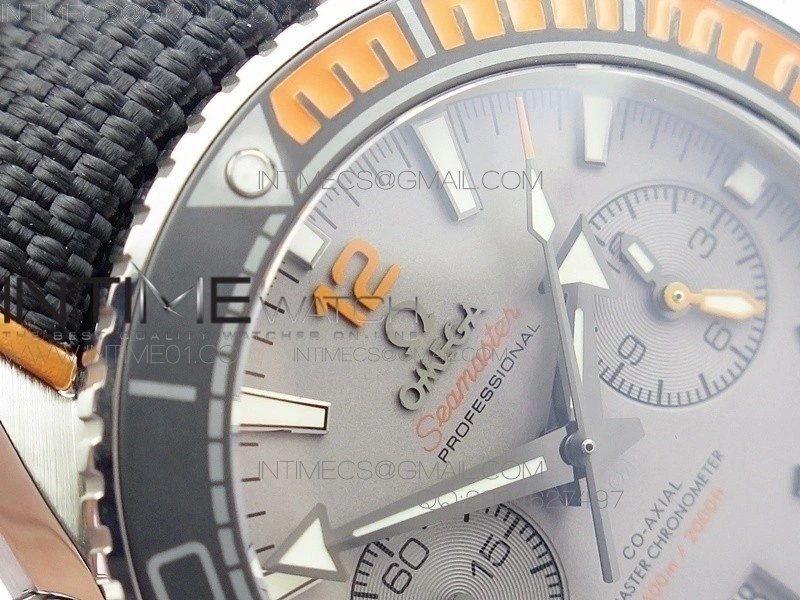 Planet Ocean Master Chronometer Chrono SS OM 1:1 Best Edition Gray Dial on Nylon Strap A9900