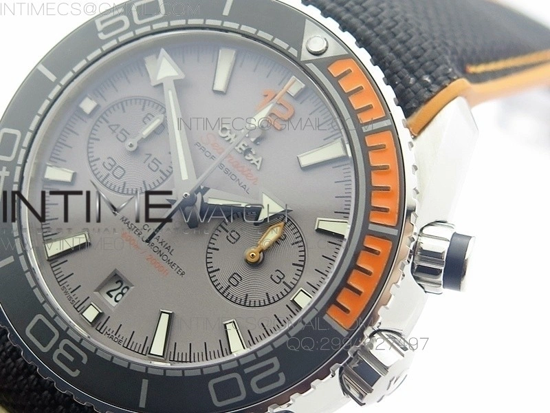 Planet Ocean Master Chronometer Chrono SS OM 1:1 Best Edition Gray Dial on Nylon Strap A9900