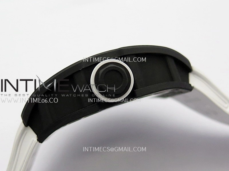 RM055 Blue Inner Bezel White Crown NTPT ZF 1:1 Best Edition Skeleton On White Shark Rubber Strap RMUL2 Super Clone
