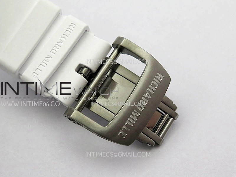 RM055 Blue Inner Bezel White Crown NTPT ZF 1:1 Best Edition Skeleton On White Shark Rubber Strap RMUL2 Super Clone