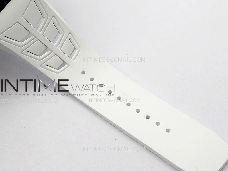 RM055 Blue Inner Bezel White Crown NTPT ZF 1:1 Best Edition Skeleton On White Shark Rubber Strap RMUL2 Super Clone