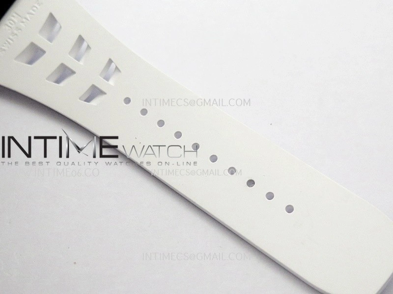 RM055 Blue Inner Bezel White Crown NTPT ZF 1:1 Best Edition Skeleton On White Shark Rubber Strap RMUL2 Super Clone