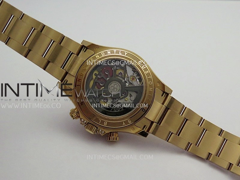 Daytona Arolla Challenge Blaken Rainbow Diamond Bezel RG Sonic Skeleton Dial On RG Bracelet Super Clone SA4130