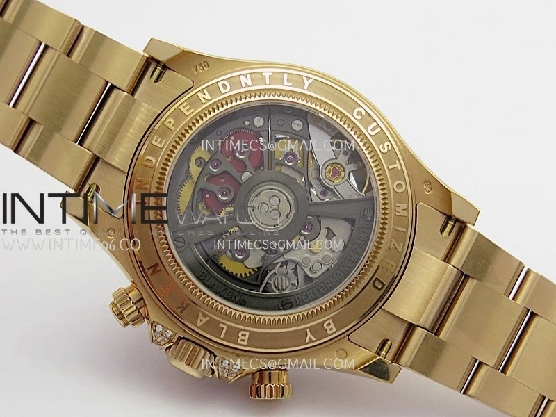 Daytona Arolla Challenge Blaken Rainbow Diamond Bezel RG Sonic Skeleton Dial On RG Bracelet Super Clone SA4130