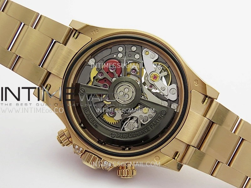 Daytona Arolla Challenge Blaken Rainbow Diamond Bezel RG Sonic Skeleton Dial On RG Bracelet Super Clone SA4130