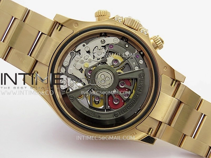 Daytona Arolla Challenge Blaken Rainbow Diamond Bezel RG Sonic Skeleton Dial On RG Bracelet Super Clone SA4130