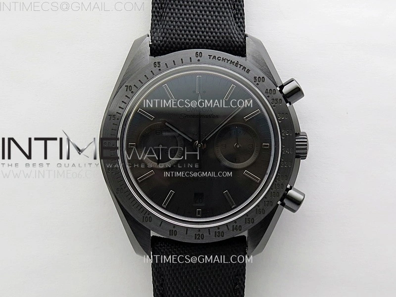 Speedmaster "Dark Side of The Moon" Real Ceramic N1F 1:1 Best Edition Vintage Black Dial on Black Nylon Strap A9300