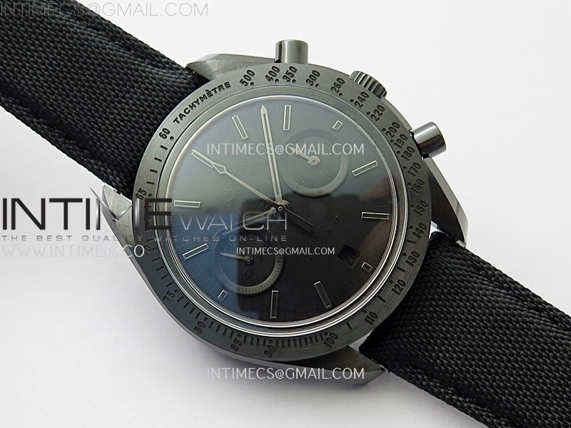 Speedmaster "Dark Side of The Moon" Real Ceramic N1F 1:1 Best Edition Vintage Black Dial on Black Nylon Strap A9300
