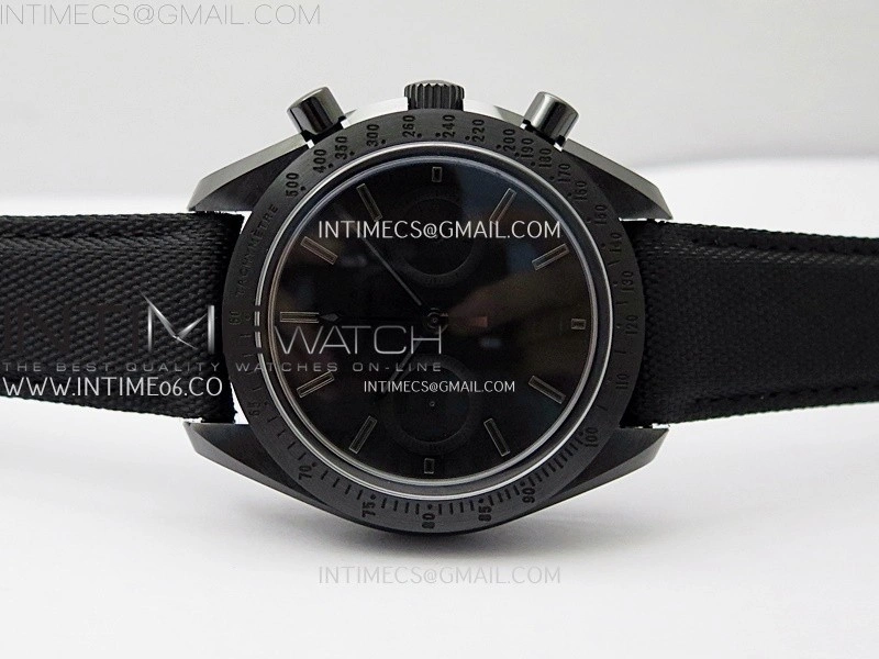 Speedmaster "Dark Side of The Moon" Real Ceramic N1F 1:1 Best Edition Vintage Black Dial on Black Nylon Strap A9300