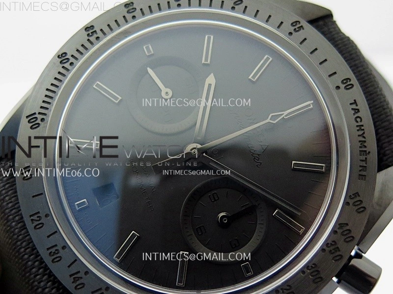 Speedmaster "Dark Side of The Moon" Real Ceramic N1F 1:1 Best Edition Vintage Black Dial on Black Nylon Strap A9300