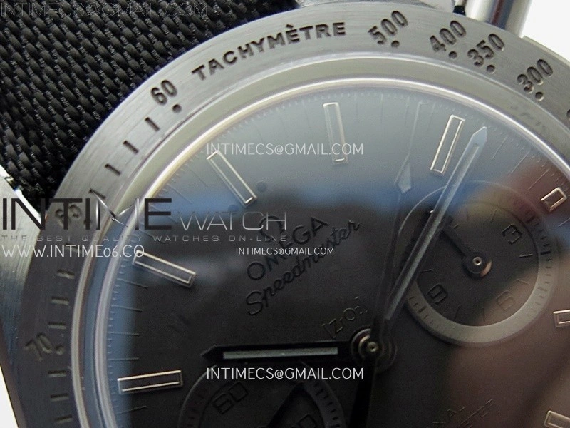 Speedmaster "Dark Side of The Moon" Real Ceramic N1F 1:1 Best Edition Vintage Black Dial on Black Nylon Strap A9300