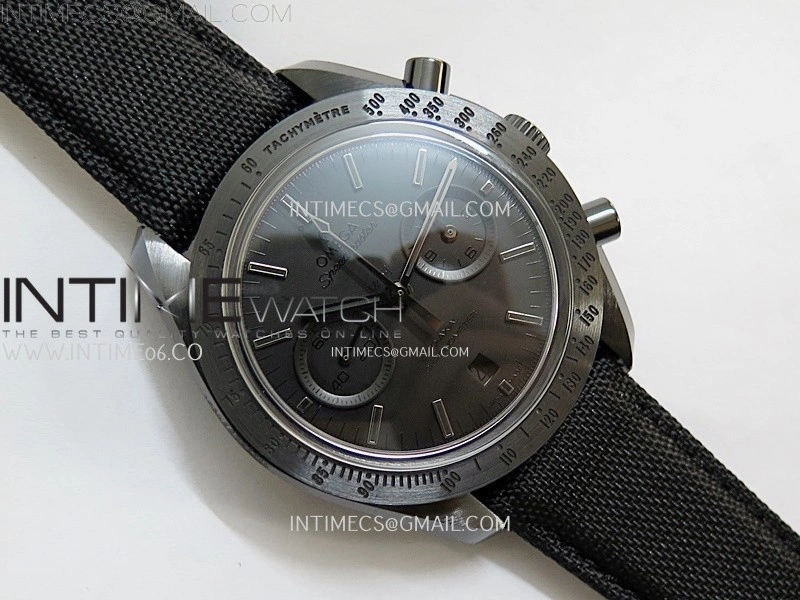 Speedmaster "Dark Side of The Moon" Real Ceramic N1F 1:1 Best Edition Vintage Black Dial on Black Nylon Strap A9300