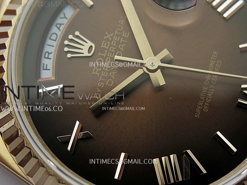Day Date 128235 Gain Weight RG QF 1:1 Best Edition Brown Dial Roman Markers on RG President Bracelet