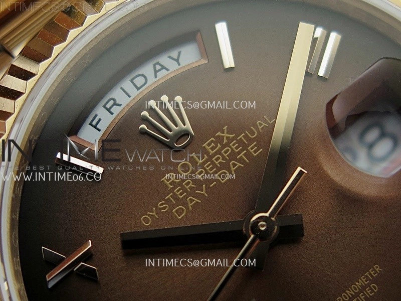 Day Date 128235 Gain Weight RG QF 1:1 Best Edition Brown Dial Roman Markers on RG President Bracelet