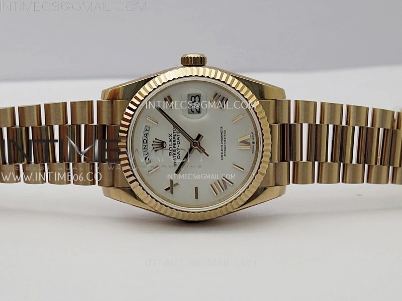 Day Date 128235 Gain Weight RG QF 1:1 Best Edition White Dial Roman Markers on RG President Bracelet
