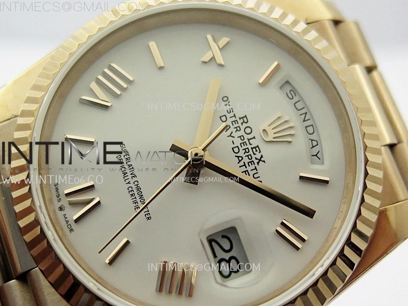 Day Date 128235 Gain Weight RG QF 1:1 Best Edition White Dial Roman Markers on RG President Bracelet