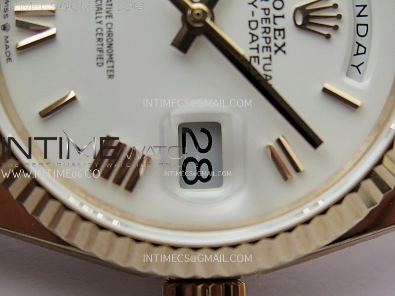 Day Date 128235 Gain Weight RG QF 1:1 Best Edition White Dial Roman Markers on RG President Bracelet