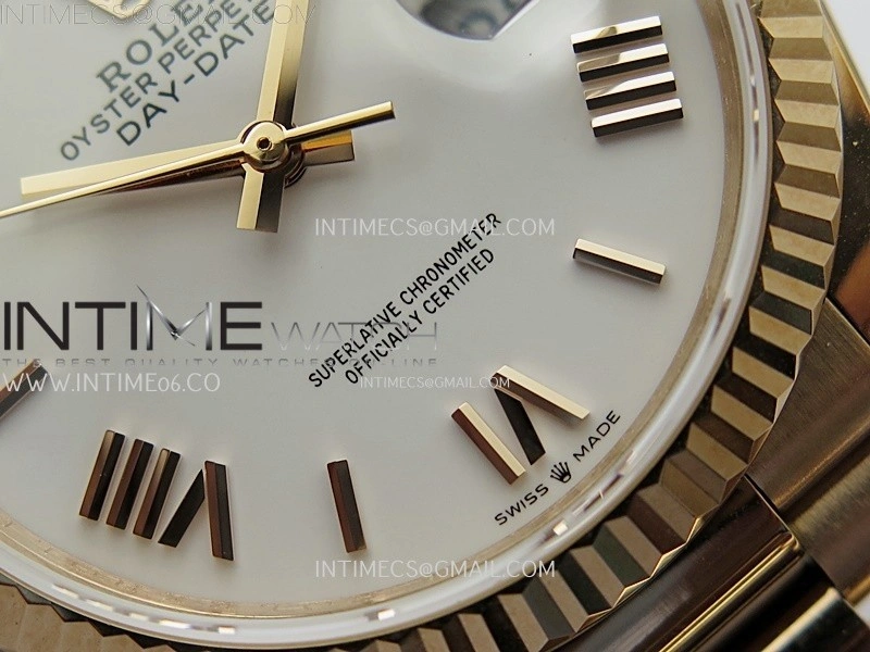 Day Date 128235 Gain Weight RG QF 1:1 Best Edition White Dial Roman Markers on RG President Bracelet