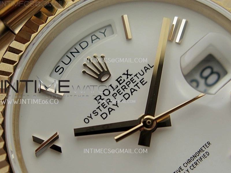 Day Date 128235 Gain Weight RG QF 1:1 Best Edition White Dial Roman Markers on RG President Bracelet