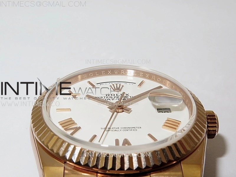 Day Date 128235 Gain Weight RG QF 1:1 Best Edition White Dial Roman Markers on RG President Bracelet